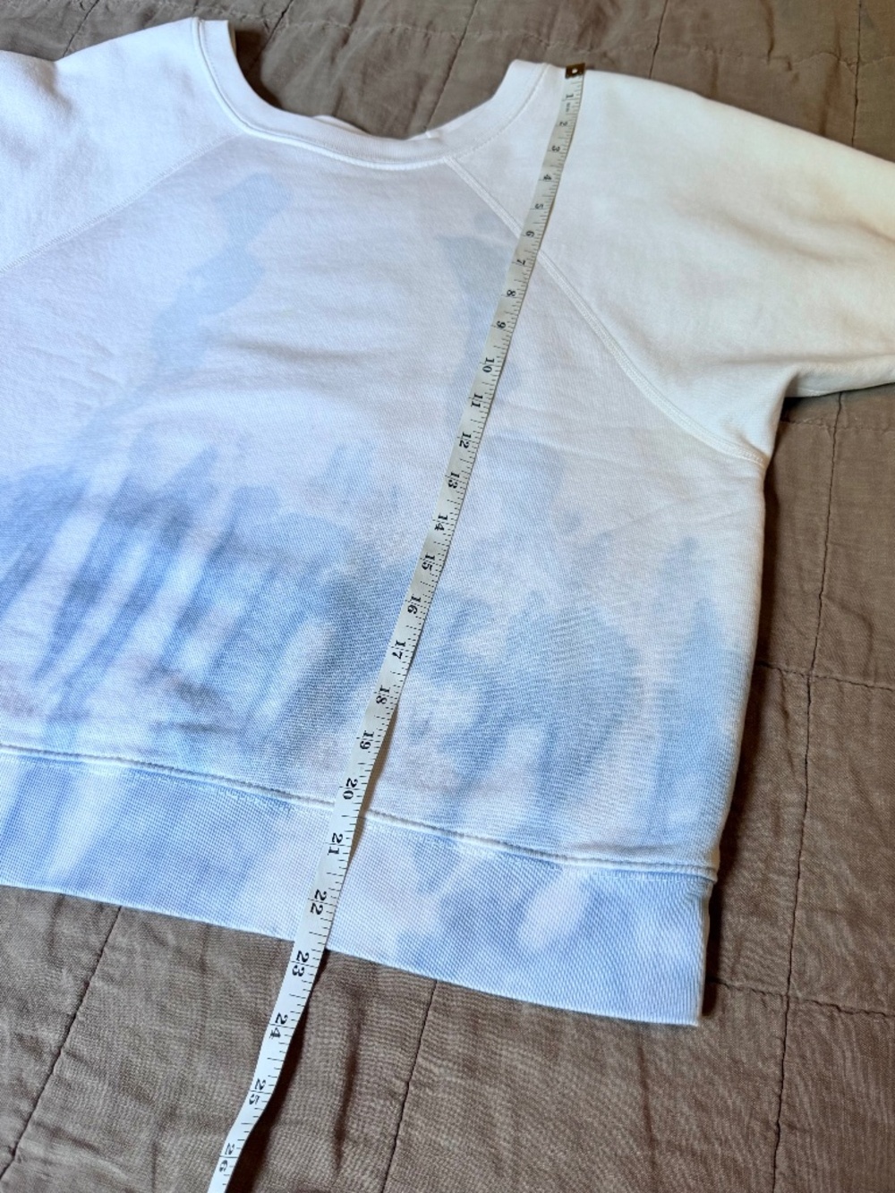 Nili Lotan Ciara Short Sleeve Sweatshirt Sky Blue White Tie Dye Size S - Picture 8 of 12